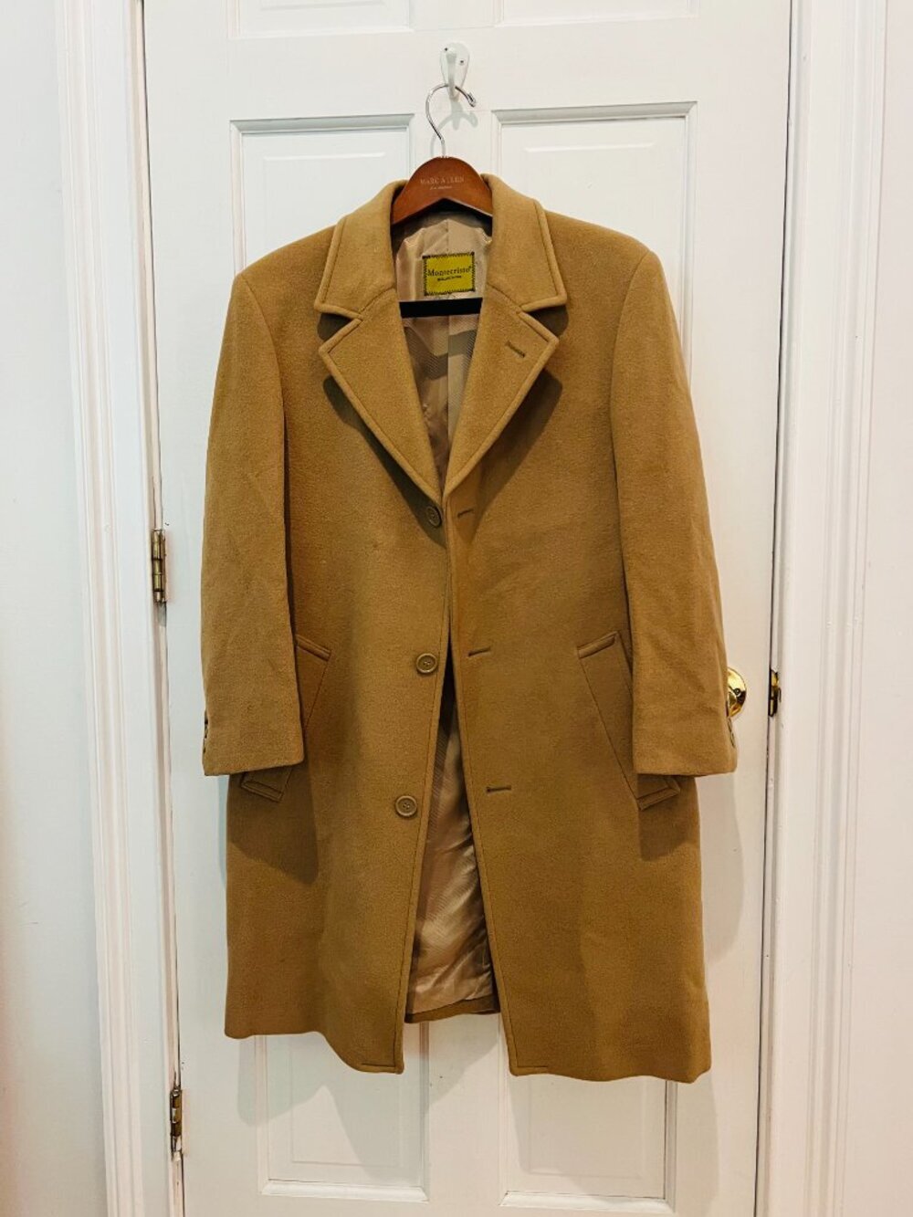 Vintage Montecristo Camel Wool Cashmere Blend Overcoat Coat Jacket Size 40 R - Picture 3 of 16